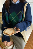 Kukombo Vintage Argyle Pullover Sweater