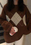 Kukombo Vintage Argyle Pullover Sweater