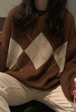 Kukombo Vintage Argyle Pullover Sweater
