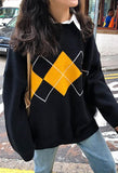 Kukombo Vintage Argyle Pullover Sweater