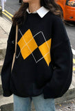 Kukombo Vintage Argyle Pullover Sweater