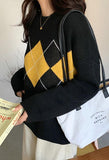 Kukombo Vintage Argyle Pullover Sweater