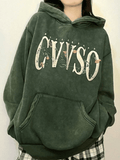 Kukombo Vintage Blooming Skull Fleece Lined Pullover Hoodie