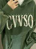 Kukombo Vintage Blooming Skull Fleece Lined Pullover Hoodie