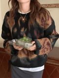 Kukombo Vintage Jacquard Fuzzy Knit Sweater
