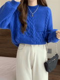 Kukombo Vintage Long Sleeve Cable Knit Sweater