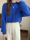 Kukombo Vintage Long Sleeve Cable Knit Sweater
