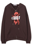 Kukombo Vintage Printed Zip Up Hoodie