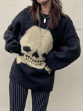 Kukombo Vintage Skull Jacquard Pullover Sweater