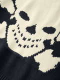 Kukombo Vintage Skull Jacquard Pullover Sweater