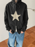 Kukombo Vintage Star Patch Baggy Zip Up Hoodie