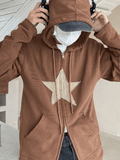 Kukombo Vintage Star Patch Baggy Zip Up Hoodie