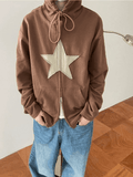Kukombo Vintage Star Patch Baggy Zip Up Hoodie