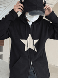 Kukombo Vintage Star Patch Baggy Zip Up Hoodie