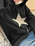 Kukombo Vintage Star Patch Baggy Zip Up Hoodie