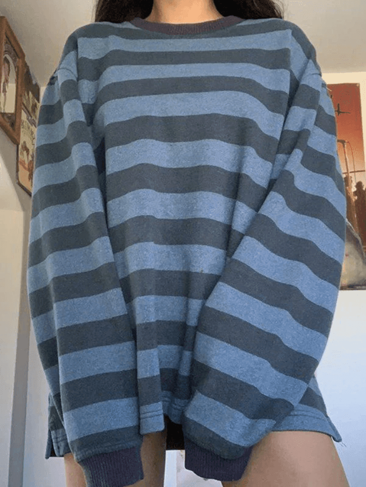 Kukombo Vintage Striped Pullover Sweatshirt