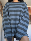 Kukombo Vintage Striped Pullover Sweatshirt