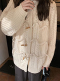 Kukombo Vintage Twist Design Horn Buckle Cardigan