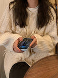 Kukombo Vintage Twist Design Horn Buckle Cardigan