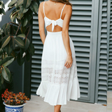 Kukombo 2023 Summer New Women's Dress Sexy Backless Holiday Midi Dress Strapless Femme White Dress Boho Vacation Mujer Vestidos Chic