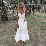 Kukombo 2023 Summer New Women's Dress Sexy Backless Holiday Midi Dress Strapless Femme White Dress Boho Vacation Mujer Vestidos Chic