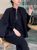 Kukombo Zippered Pleated Bat Sleeve Cloak