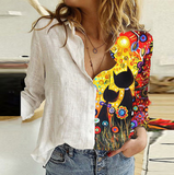 Kukombo 5XL 3D Digital Portrait Letter Printing Casual Women Blouse Oversized Spring Autumn Loose Button Cardigan Long Ladies Shirt New