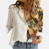 Kukombo 5XL 3D Digital Portrait Letter Printing Casual Women Blouse Oversized Spring Autumn Loose Button Cardigan Long Ladies Shirt New