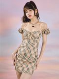 Kukombo Y2K Khaki Plaid Dress