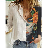 Kukombo 5XL 3D Digital Portrait Letter Printing Casual Women Blouse Oversized Spring Autumn Loose Button Cardigan Long Ladies Shirt New