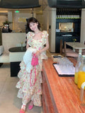 Kukombo Floral Dress Princess Dress Multi-Layer Cake Long Dress vestidos de fiesta vestidos de boda invitada prom dress