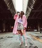 Christmas Gift Autumn Winter Women Fashion Chic Purple Teddy Coat Female Buttons Pockets Lapel Collar Warm Outerwear Girls Casual Streetwear