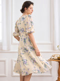 Kukombo Floral Print Cut Out Front Split Thigh Dress