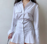 Kukombo Trumpet Sleeve Button Up Dress