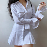 Kukombo Trumpet Sleeve Button Up Dress