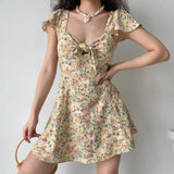 Kukombo Magnolia Floral Bowknot Dress