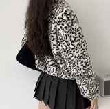 Kukombo Leopard Plush Drawstring Coat
