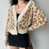 Kukombo Leopard Loose Knit Cardigan