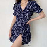 Kukombo Gwyneth Navy Wrap Dress