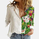 Kukombo 5XL 3D Digital Portrait Letter Printing Casual Women Blouse Oversized Spring Autumn Loose Button Cardigan Long Ladies Shirt New