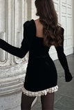 Kukombo Contrast Patchwork Pleated Bodycon Dress