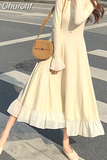 Kukombo Sweater Dress Women Long Sleeve V-neck Office Knitted Dress Female Vintage Lace One-piece Dress Korea 2023 Autumn Winter