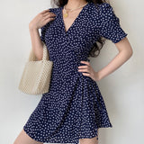 Kukombo Gwyneth Navy Wrap Dress