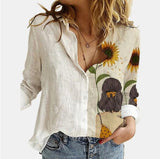 Kukombo 5XL 3D Digital Portrait Letter Printing Casual Women Blouse Oversized Spring Autumn Loose Button Cardigan Long Ladies Shirt New
