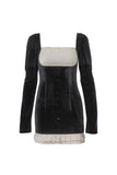 Kukombo Contrast Patchwork Pleated Bodycon Dress
