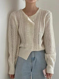 Kukombo Round-neck Double-breasted Hollow Sweater Top