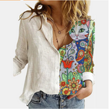 Kukombo 5XL 3D Digital Portrait Letter Printing Casual Women Blouse Oversized Spring Autumn Loose Button Cardigan Long Ladies Shirt New