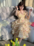 Kukombo Floral Dress Princess Dress Multi-Layer Cake Long Dress vestidos de fiesta vestidos de boda invitada prom dress