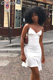 Kukombo Spaghetti Straps Ruffles Mini Dress Club Party Elegant Sleeveless Slip Women's Summer Sundress Outfits Holiday