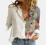 Kukombo 5XL 3D Digital Portrait Letter Printing Casual Women Blouse Oversized Spring Autumn Loose Button Cardigan Long Ladies Shirt New